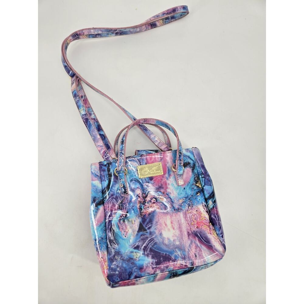 Beautiful Galaxy Print Vinyl Crossbody Tote